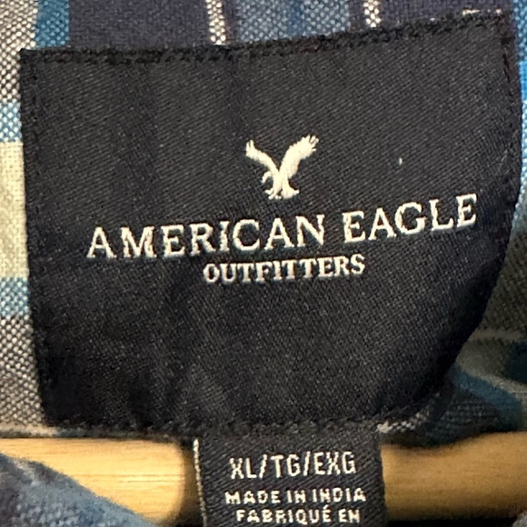 AMERICAN EAGLE OUTFITTERS MENS BLUE PLAID SERIOUSLY SOFT L/S SHIRT SIZE XL - Picture 4 of 6